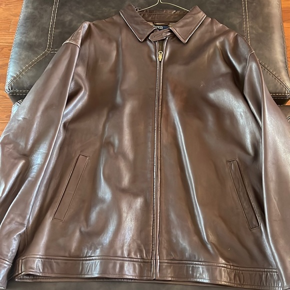 Polo by Ralph Lauren Brown Leather Bomber Jacket - Picture 1 of 1